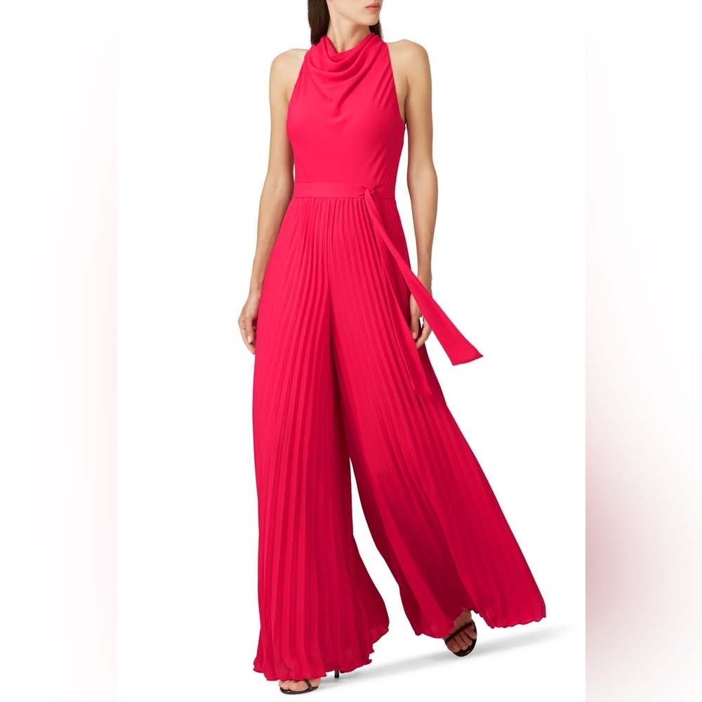 Halston Sleeveless Cowl Neck Flowy Leg Jumpsuit - Size 6